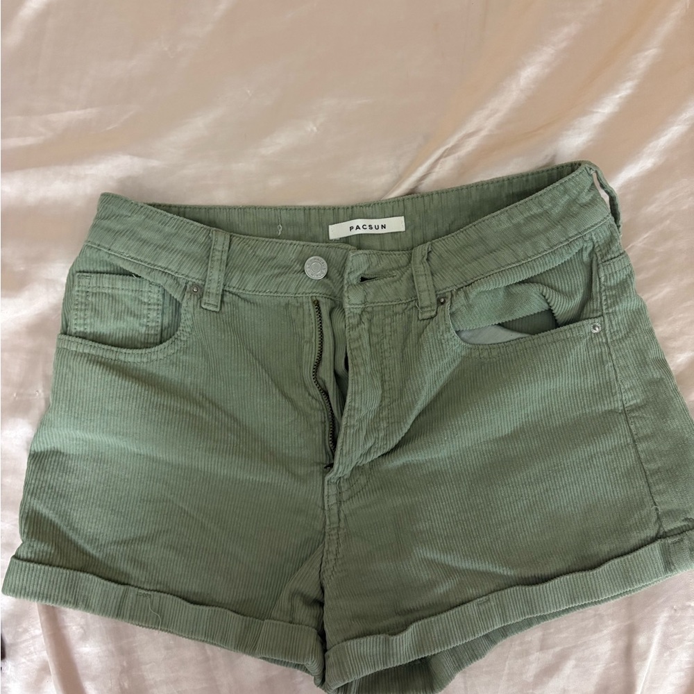 PacSun Green Jean Shorts with Cuffed Hem